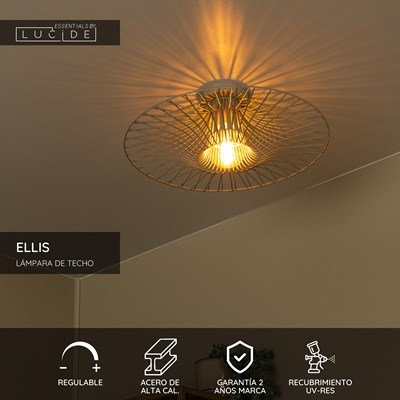 Lucide ELLIS - Lámpara de techo - Ø 50 cm - 1xE27 - Taupe - Essential